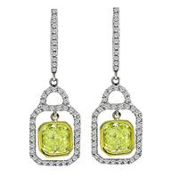 Estate 1.00ct Fancy Yellow Diamond Dangling Earrings