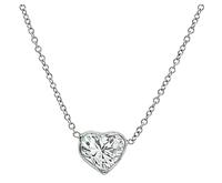 Estate 1.01ct Diamond Heart Pendant Necklace