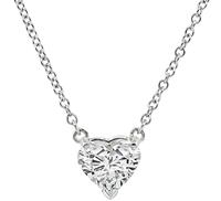 Estate 1.01ct Diamond Heart Solitaire Pendant Necklace