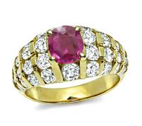 Estate 1.01ct Ruby 1.85ct Diamond Gold Ring