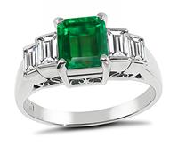 1.12ct Colombian Emerald 0.83ct Diamond Engagement Ring