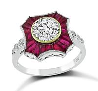 Estate 1.29ct Diamond 1.00ct Ruby Engagement Ring