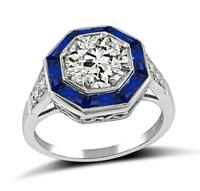 Estate 1.30ct Diamond Sapphire Engagement Ring