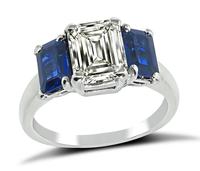 Estate 1.36ct Diamond 1.75ct Sapphire Engagement Ring