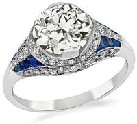 Art Deco Style 1.50ct Diamond Sapphire Engagement Ring