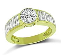 Estate 1.53ct Center Diamond 1.00ct Side Diamond Gold Ring