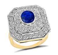 Art Deco 1.60ct Sapphire 1.75ct Diamond Ring