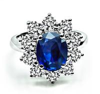 Estate 1.60ct Sapphire 1.50ct Diamond Engagement Ring