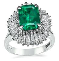 Estate 1.65ct Emerald 1.45ct Diamond Ballerina Ring