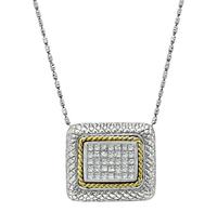 Estate 1.75ct Diamond Two Tone Gold Pendant Necklace