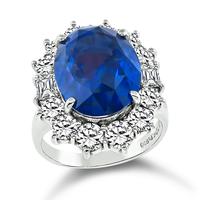 Estate 10.72ct Ceylon Sapphire 2.08ct Diamond Engagement Ring