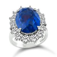 Estate 10.72ct Ceylon Sapphire 2.08ct Diamond Engagement Ring