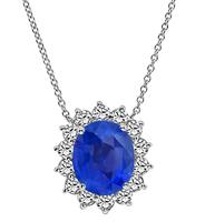 Estate 11.84ct Sapphire 2.00ct Diamond Pendant Necklace
