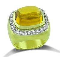 Estate 12.00ct Citrine 0.75ct Diamond Gold Ring