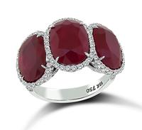 Estate GAL Certified 12.18ct Ruby 1.00ct Diamond Ring