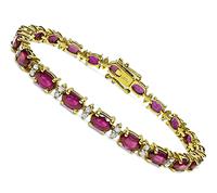 Estate 13.41ct Ruby 0.80ct Diamond Gold Bracelet