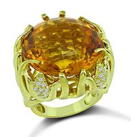 Estate 15.00ct Citrine 0.50ct Diamond Ring