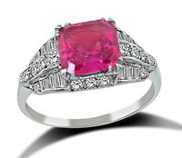 Art Deco 2.02ct Pink Sapphire 0.60ct Diamond Ring