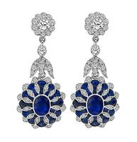 Estate 2.02ct Sapphire 1.51ct Diamond Dangling Earrings