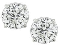 Estate GIA Certified 1.03ct and 1.01ct Diamond Stud Earrings