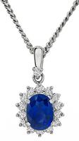 Estate 2.04ct Sapphire 0.36ct Diamond Pendant Necklace