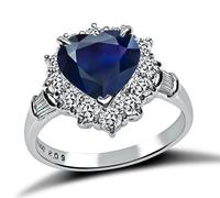 Estate 2.09ct Sapphire 0.74ct Diamond Engagement Ring