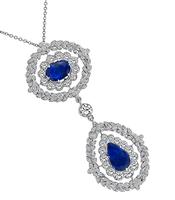 Estate 5.39ct Sapphire 2.25ct Diamond Pendant Necklace