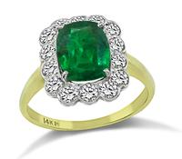 Estate 2.35ct Emerald 0.70ct Diamond Gold Engagement Ring