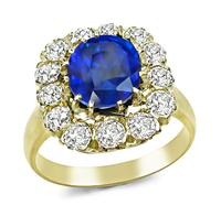 Estate 2.36ct Sapphire 1.30ct Diamond Gold Ring