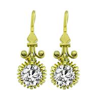 Vintage 2.46ct Diamond Gold Dangling Earrings