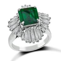 Estate 2.58ct Emerald 2.30ct Diamond Ring