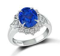 Estate 2.63ct Ceylon Sapphire 0.50ct Diamond Engagement Ring
