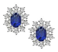 Estate 2.88ct Sapphire 1.54ct Diamond Studs Earrings