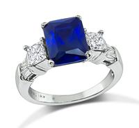 Estate 3.00ct Sapphire 0.60ct Diamond Engagement Ring