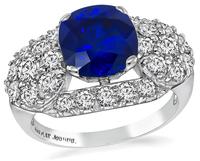Vintage 3.01ct Ceylon Sapphire 1.20ct Diamond Ring