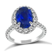 Estate 3.06ct Sapphire 0.90ct Diamond Engagement Ring