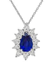 Estate 3.50ct Sapphire 3.00ct Diamond Pendant Necklace