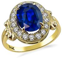 Estate 4.01ct Sapphire Diamond Ring