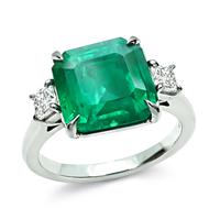 Estate AGL Certified 4.24ct Emerald Diamond Engagement Ring