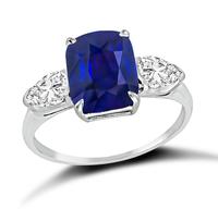 Estate 4.41ct Sapphire 1.05ct Diamond Engagement Ring