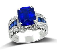 Estate 4.55ct Sapphire 0.50ct Diamond Engagement Ring