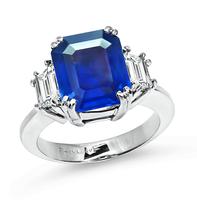 Estate 4.56ct Ceylon Sapphire 0.90ct Diamond Engagement Ring