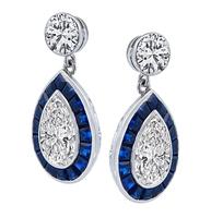 Estate GIA Certified 4.76cttw Diamond Sapphire Dangling Earrings