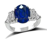 Estate 5.75ct Sapphire 1.75ct Diamond Engagement Ring