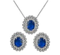 Estate 5.96ct Sapphire 2.00ct Diamond Earrings and Pendant Necklace Set