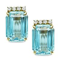 Estate 50.00ct Aquamarine 0.50ct Diamond Gold Earrings