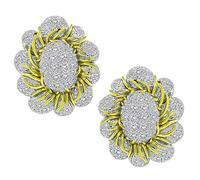 Estate 6.00ct Diamond Platinum and Gold Earrings