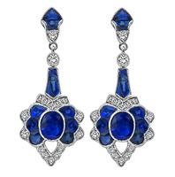 Estate 6.00ct Sapphire 1.20ct Diamond Earrings