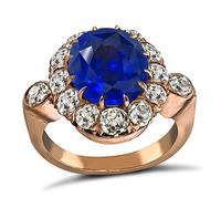 Victorian 6.45ct Sapphire 1.80ct Diamond Engagement Ring