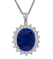 Estate 6.82ct Sapphire 0.92ct Diamond Pendant
